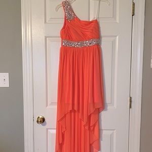 High low peach dress